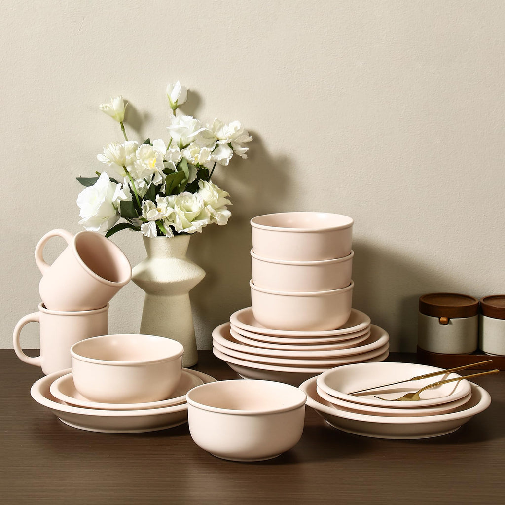 Vintage Series Ceramic Dinnerware Set for 2, 6 Pieces, Cream White