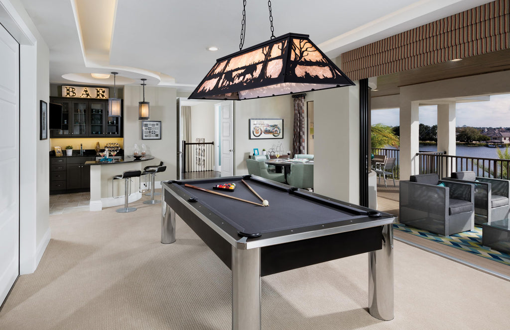 Tiffany Pool Table Light 59 inch, 5 Lights Rustic Deer Chandelier Island, Cabin, Billiards Table Lamp, Farmhouse