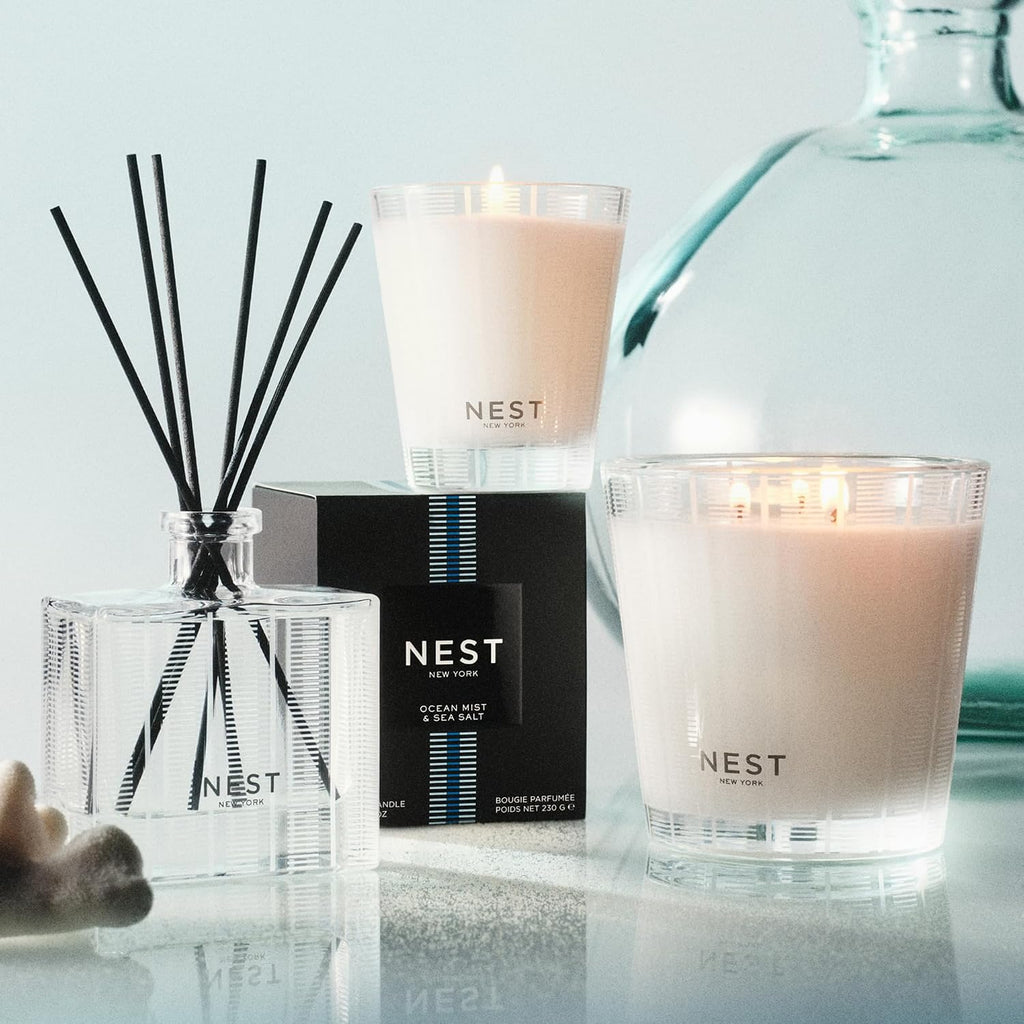 Reed Diffuser, Ocean Mist & Sea Salt - 5.9 fl oz - Fragrance for Up to 90 Days - Reusable, Refillable Glass Holder - Set of 59