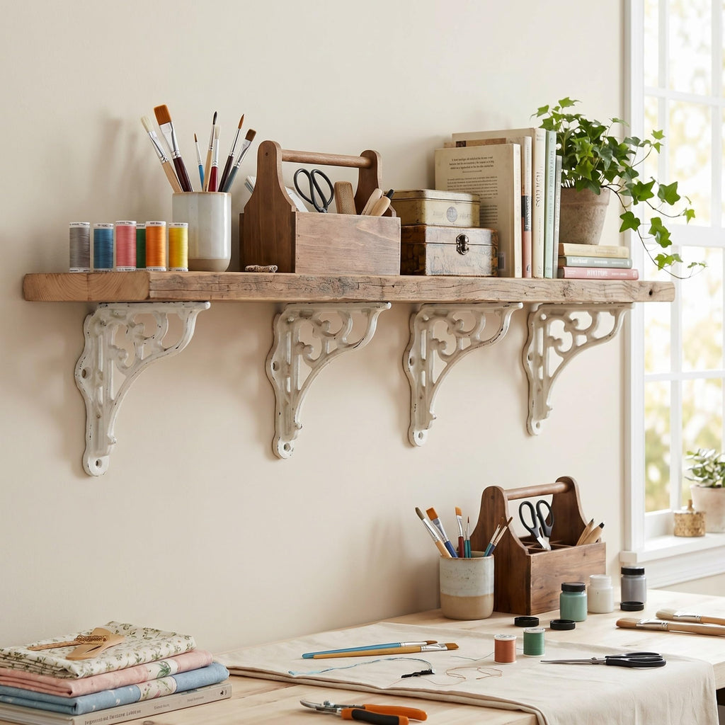8 Pack 4-1/8 x 3-5/8 Shelf Bracket Decorative L Cast Iron Shelf