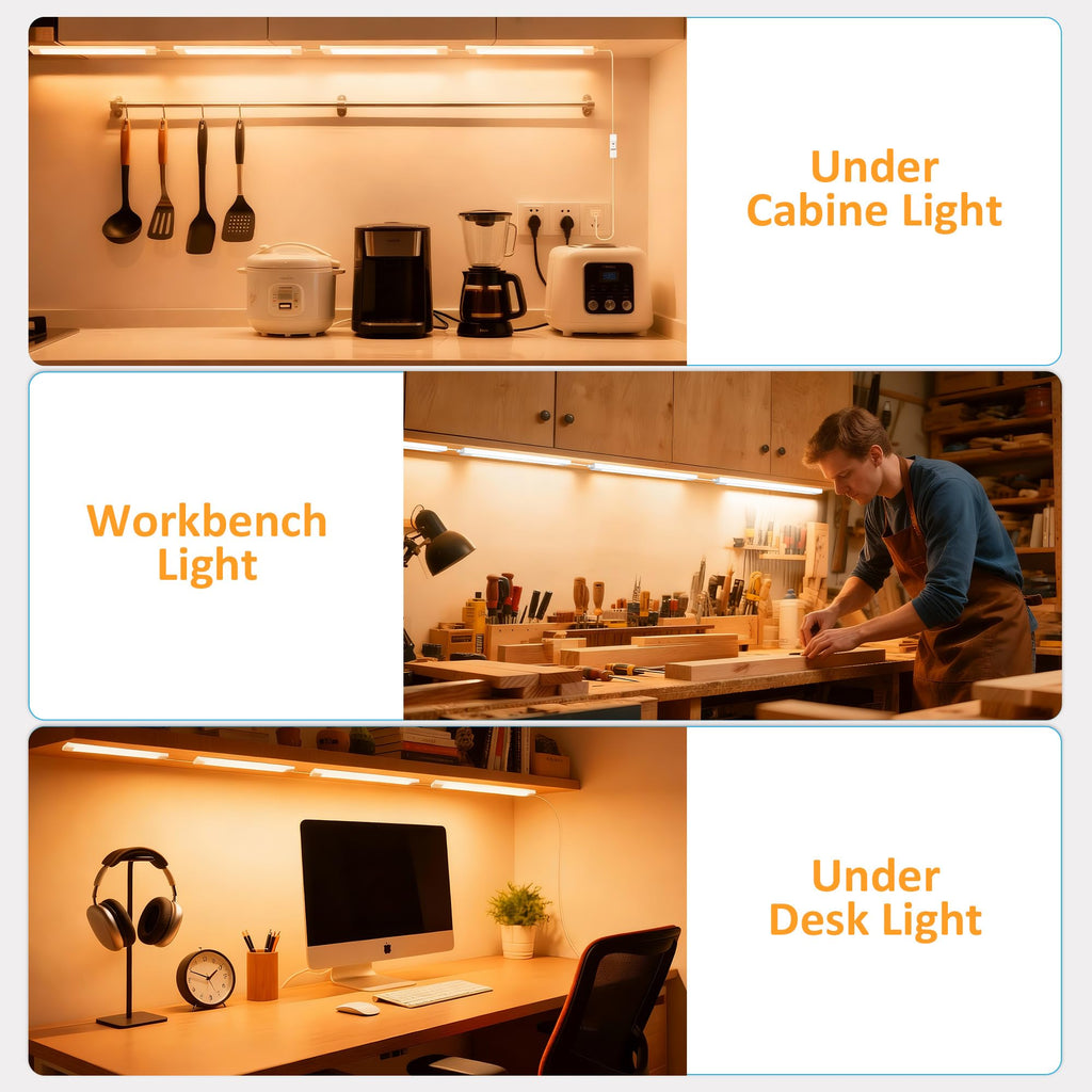 Plug in Under Cabinet LED Light Bar, Ultra-Bright, Wired, 14 Inch