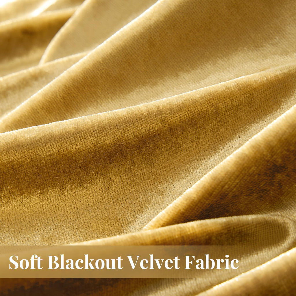 Gold Velvet Curtains 96 inches Long: Living Room Luxury Room Darkening Curtain - Elegant Bedroom Thermal Insulated