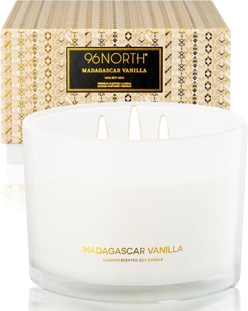 Luxury Vanilla Soy Candles | Large 3 Wick Jar Candle | Up to 50 Hours Burning Time | 100% Natural Soy Wax | Relaxing - Set of 12