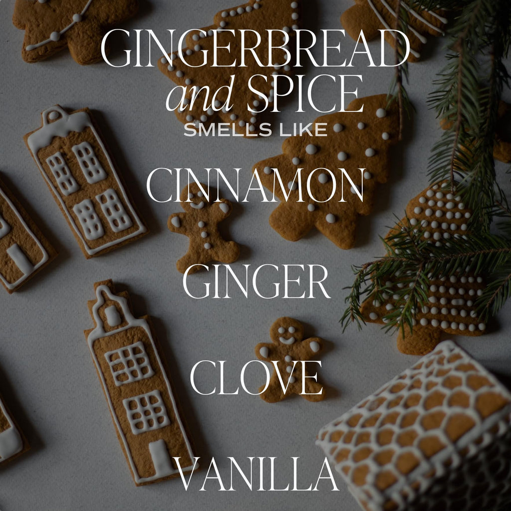 Gingerbread and Spice Candle - Orange, Lemon, and Gingerbread Soy Christmas Candles - Gold Foil Pattern 9oz Clear