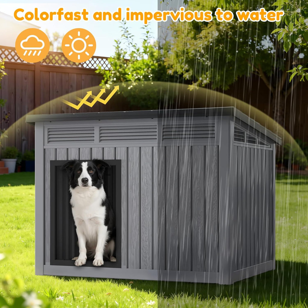 Large Dog House with Weatherproof Roof for Indoor & Outdoor Use - Big Dog House for Large Medium Dogs(42.8" L x 33" W