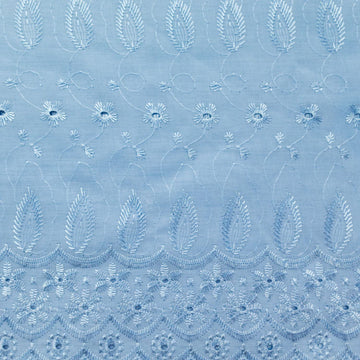 Eyelet Leaf 100% Cotton Embroidered Eyelet Fabric, 42 inch Fabric by The Yard (Sky Blue)