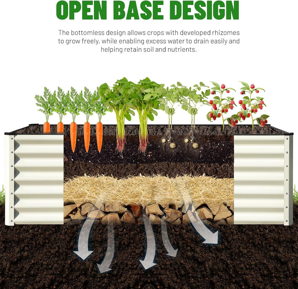Galvanized Raised Garden Bed 8x4x2FT Outdoor Large Metal Planter Box Steel Kit for Planting Vegetables, Flowers