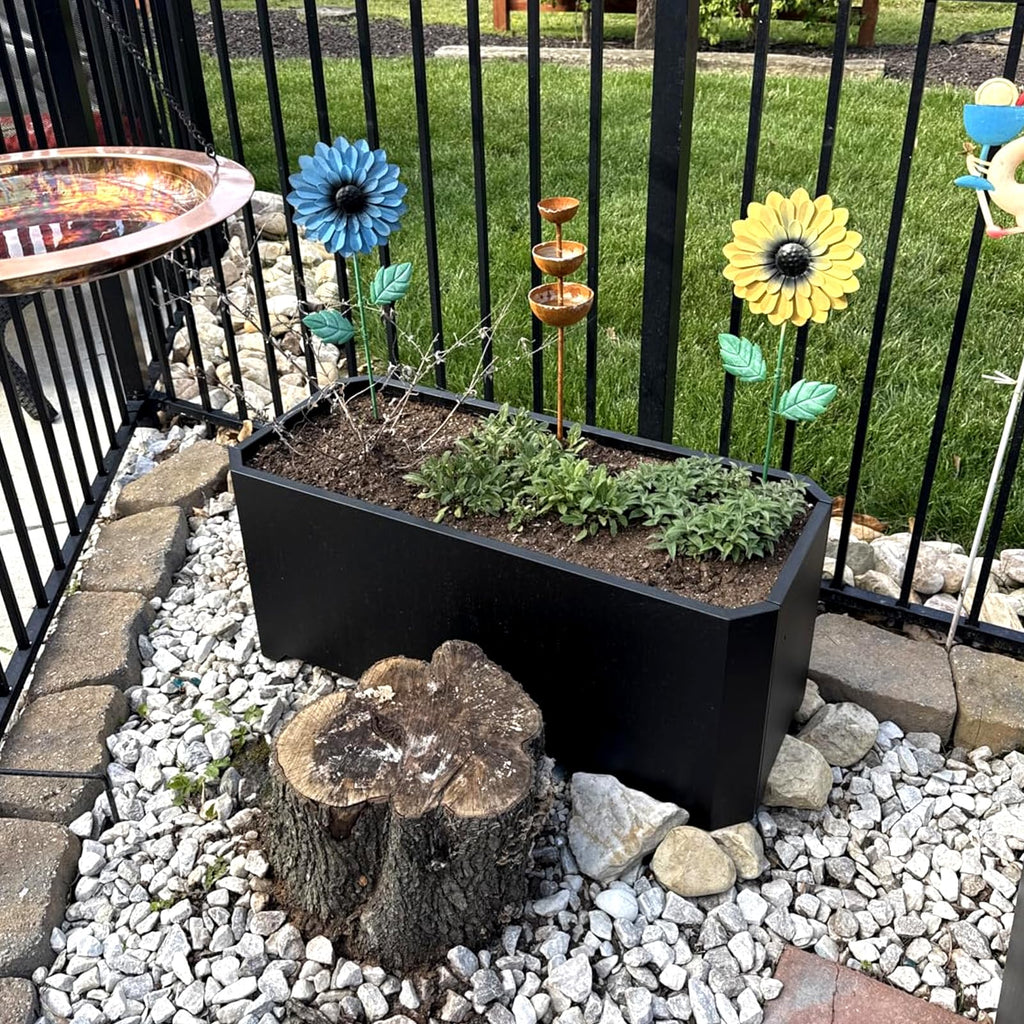 Metal Rectangular Planter Box 36"L x 15"W x 15"H Steel Black Planter Box