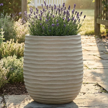 15"Dia x 16.5"H Concrete Planters for Indoor Outdoor Use, Beige - 1 Pack