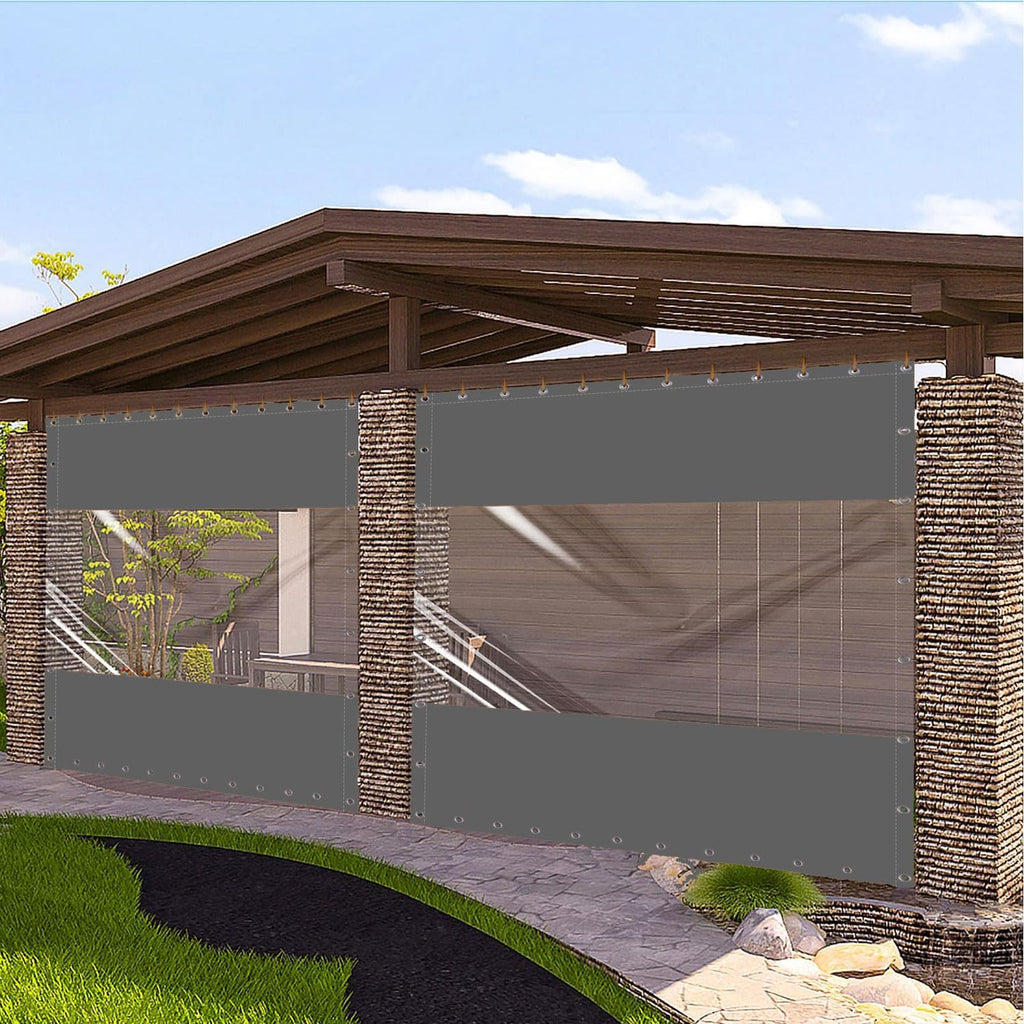 20 Oz Outdoor Vinyl Curtain, Outdoor Clear Panel Curtain, Weather Resistant Outdoor Curtain for Pergola, Porch