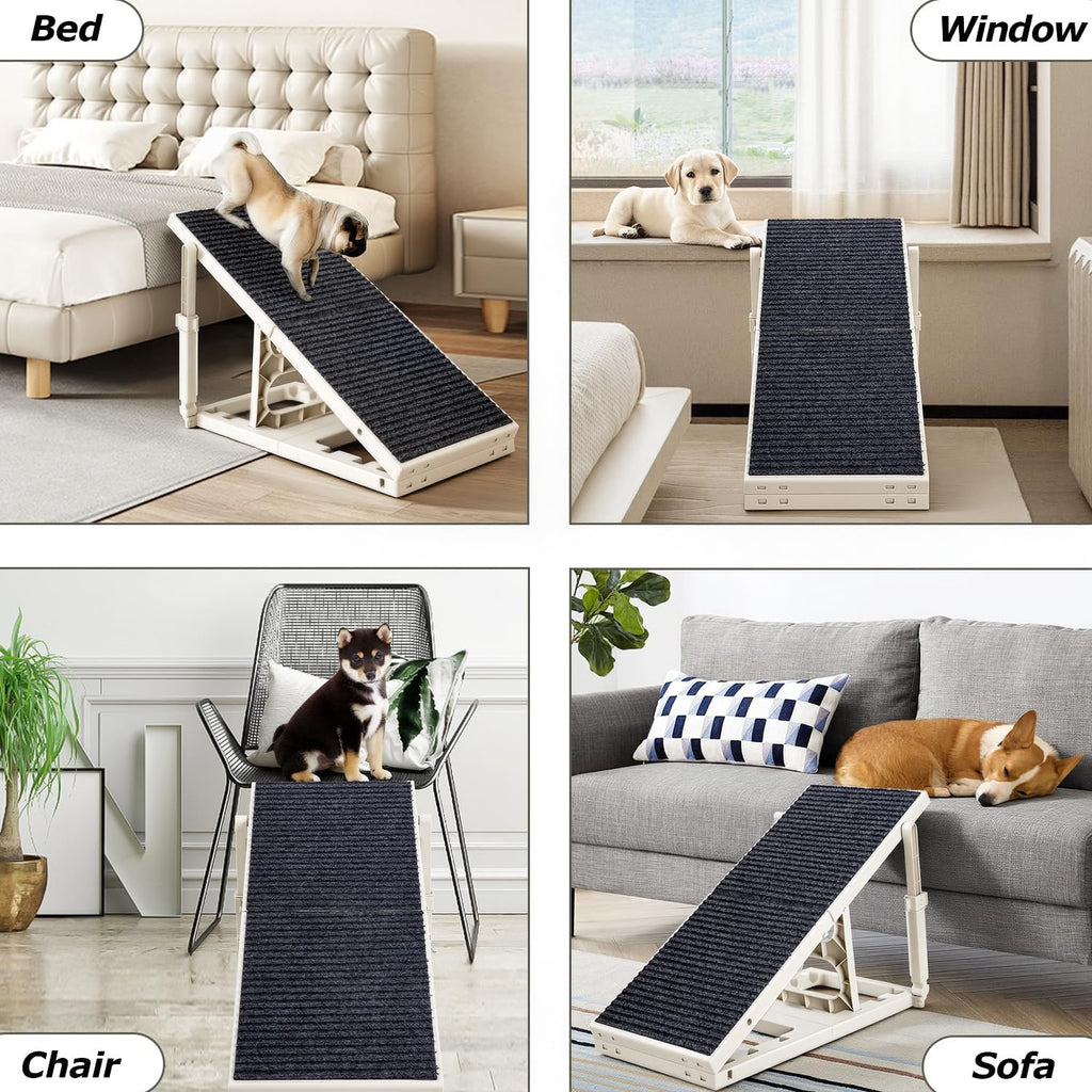 Dog Ramp for Bed Couch with Upgraded Support, 3 Levels Height 14"-18" Pet Ramp Adjustable, 30LBS Capacity Dog Ramps