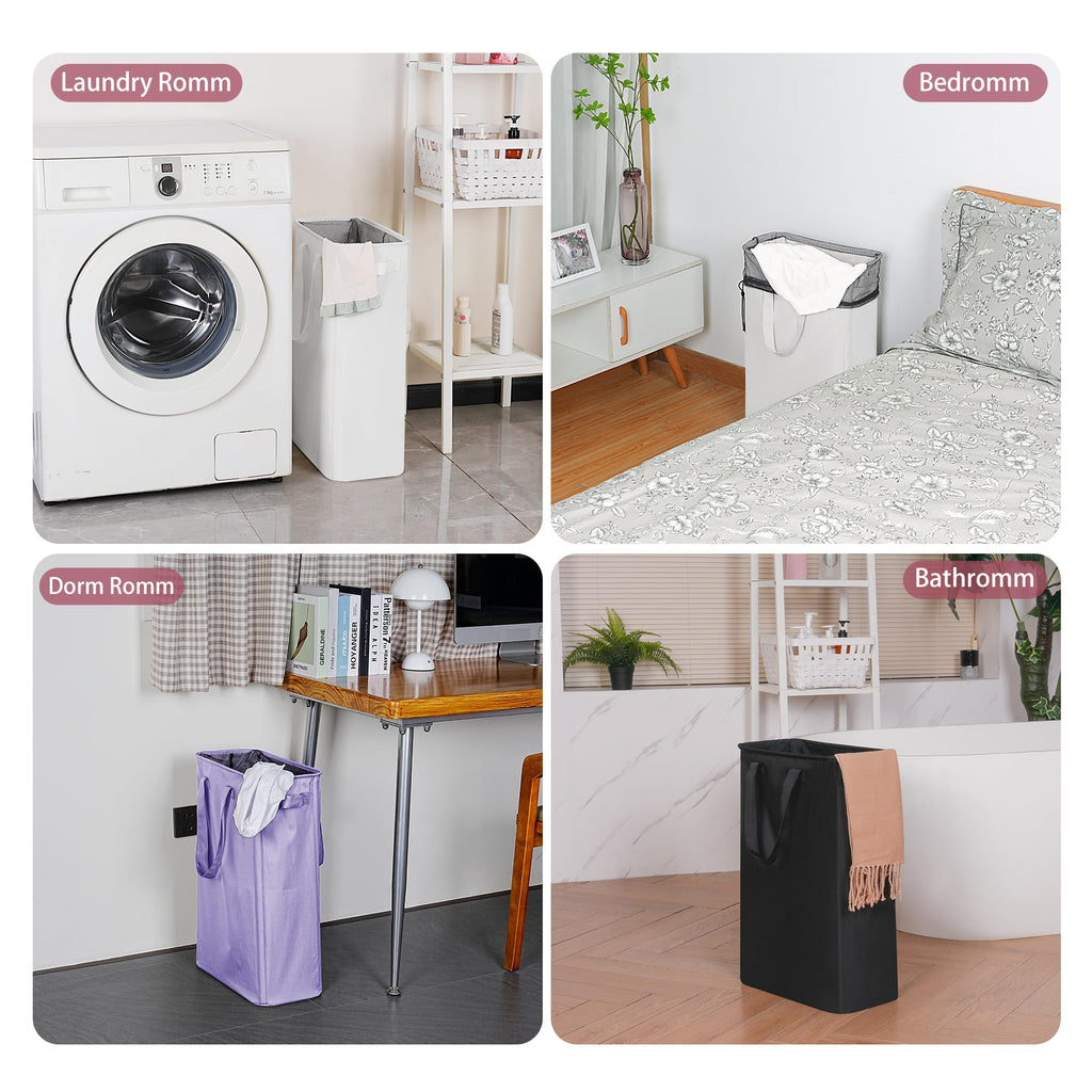 Slim Laundry Hamper Narrow Laundry Basket with Handles