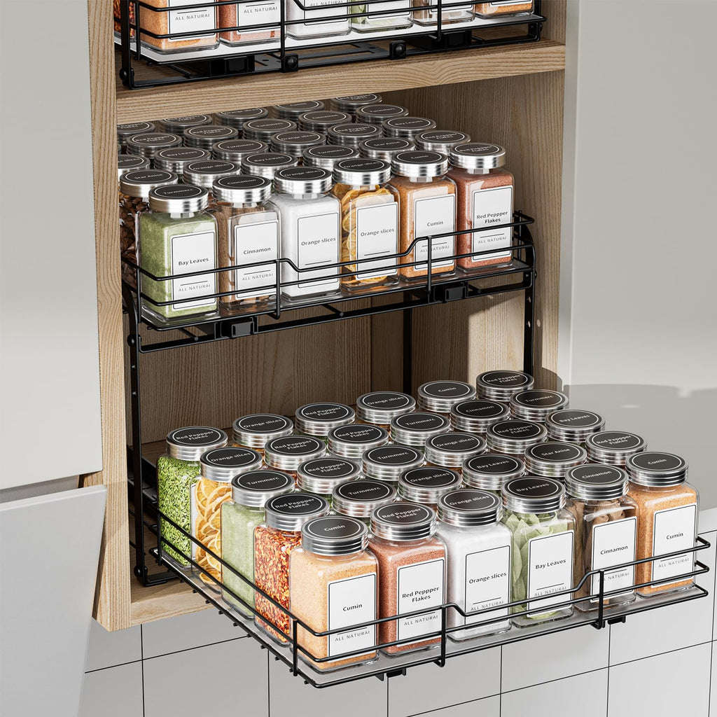 Pull Out Spice Rack, Spice Rack Organizer, Pull Out Spice Racks for Inside Cabinets, Height Adjustable Heavy