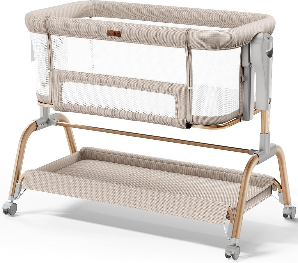 3 in 1 Baby Bassinet, Bedside Bassinet for Baby, Rocking Bassinet with Breathable Full-Mesh, Mattress and Soft Sheet