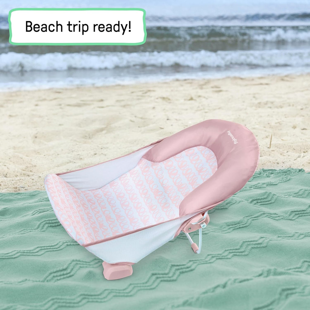 Foldaway Position Bather, Position Adjustable Support Baby Bath seat for Sink or Bathtub, Ages 0-6 Months, up to