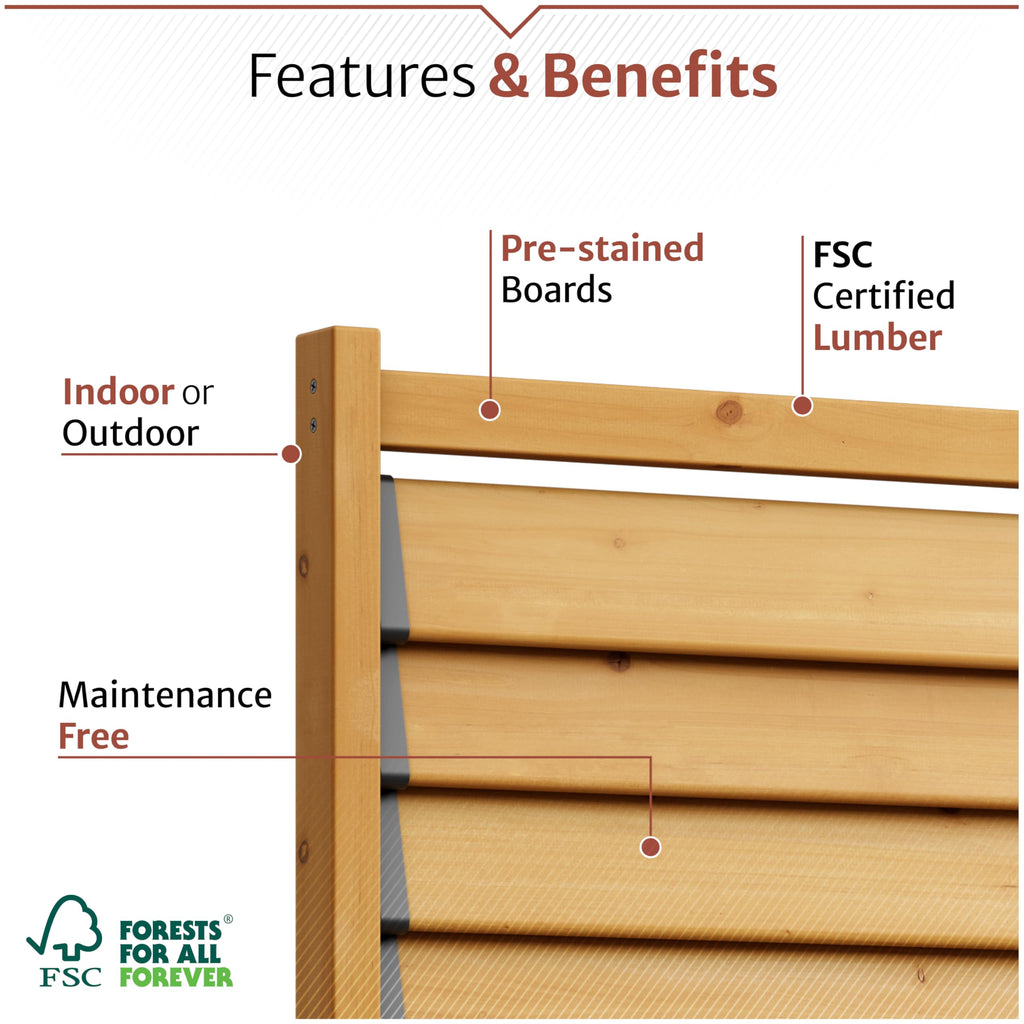 Convertible Freestanding/Surface Mounted Privacy Screen, Cedar Wood
