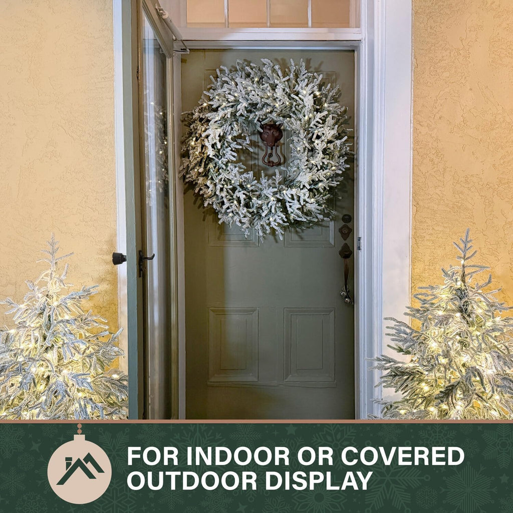 3-Ft Real Feel Artificial Wreath, Light Flocked