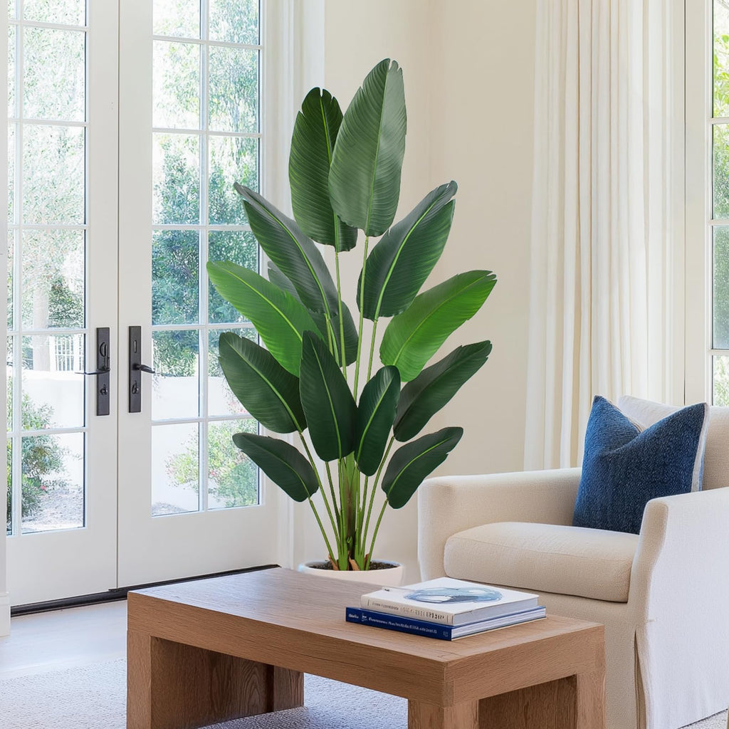 Artificial Bird of Paradise Plant 6 Ft Tall Fake Banana Leaf Plant for Indoors and Outdoors, Faux Palm Tree with