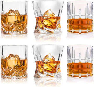 Premium 10, 11 OZ Scotch Glasses - Old Fashioned Whiskey Glasses/Style Glassware for Bourbon/Rum/Bar Tumbler Set of 6