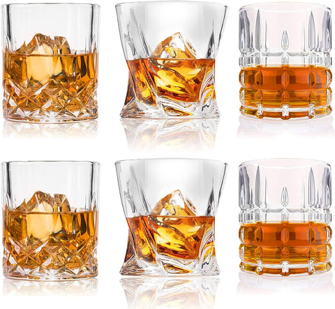 Premium 10, 11 OZ Scotch Glasses - Old Fashioned Whiskey Glasses/Style Glassware for Bourbon/Rum/Bar Tumbler Set of 6