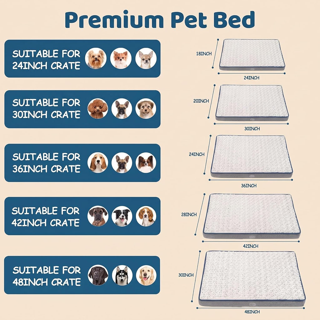 Reversible Dog Bed Mat, Washable Pet Bed for Large Medium Small Dogs, Kennel Pad with Removable Cover, Bed Mattress