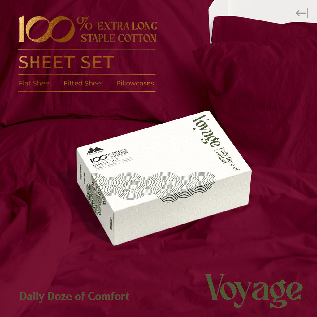 100% Egyptian Cotton Sheets Set - Luxury 600 Series Voyage Collection Egyptian Cotton Sheets (4