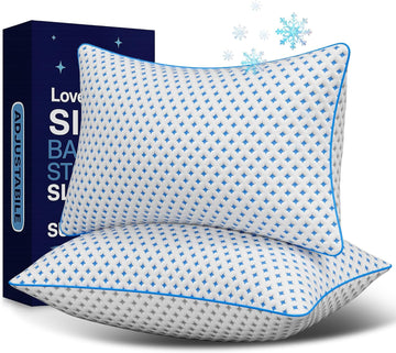 Queen Pillows Set of 2, Cooling Shredded Memory Foam Pillows | Adjustable Loft, Balanced Support, Medium Firm Feel