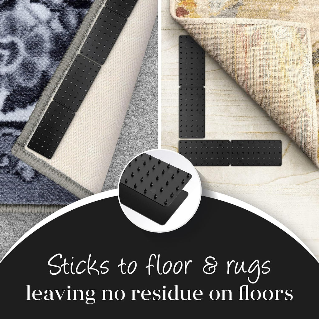 Greatideas Non-Slip Mat and Rug Grippers - Stop Your Mats and Rugs from Slipping and Sliding! Black 4X Pack - Set of 4