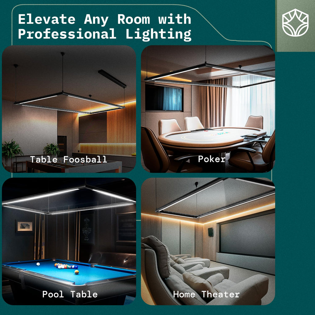 Professional LED Billiard & Pool Table Light, Non-Flickering & Evenly Distributed Light Source & Adjustable Height