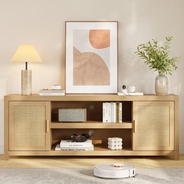 Rattan TV Stand 66 in Boho Entertainment Center
