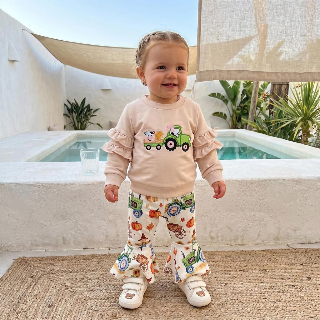 Toddler Baby Girl Fall Clothes Sweatshirts Flare Pants Outfit Set