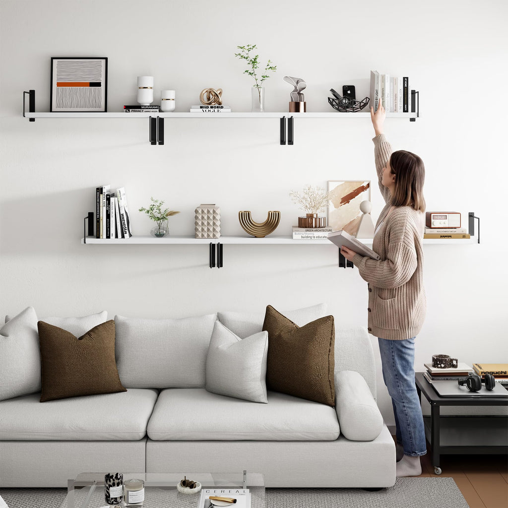 Floating Shelves, 24 In Bookshelves for Room Wall, Shelves on Wall (White)