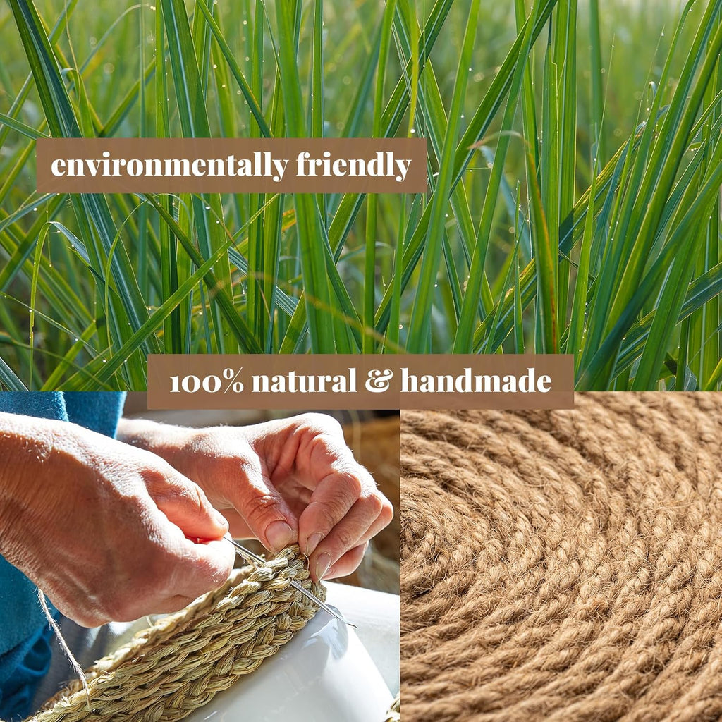 Round Woven Placemats, Rattan placemats, 13 Inch - Set of 6