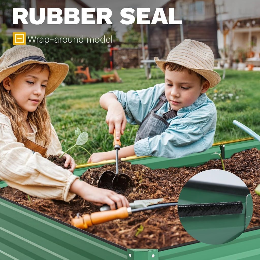 8 x 4 x 2 FT Raised Garden Bed Kit, Outdoor Galvanized Flower Bed with Safety Rubber and Gloves, Large Metal Planter