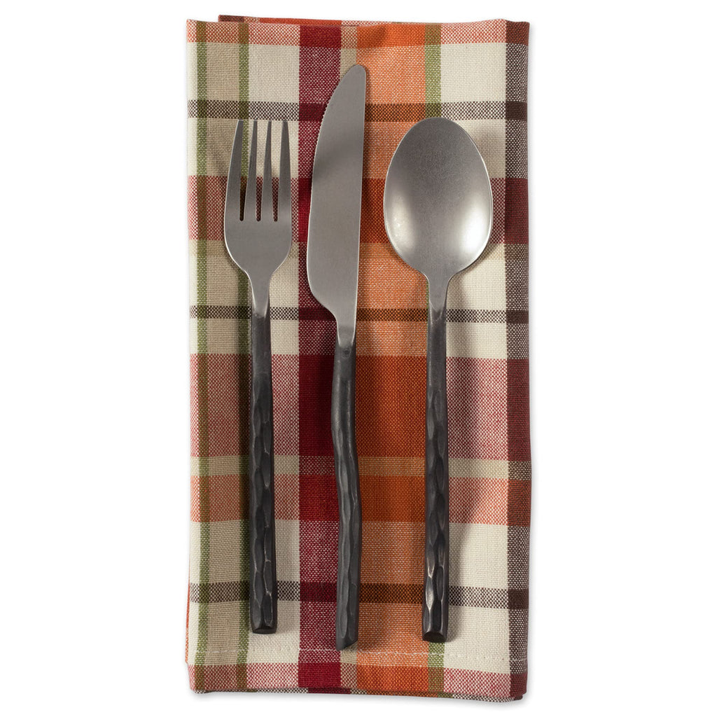 Thanksgiving & Fall Table Decoration Autumn Farmhouse Plaid, Napkin Set, 20x20, Pumpkin Spice Plaid, 6 Count