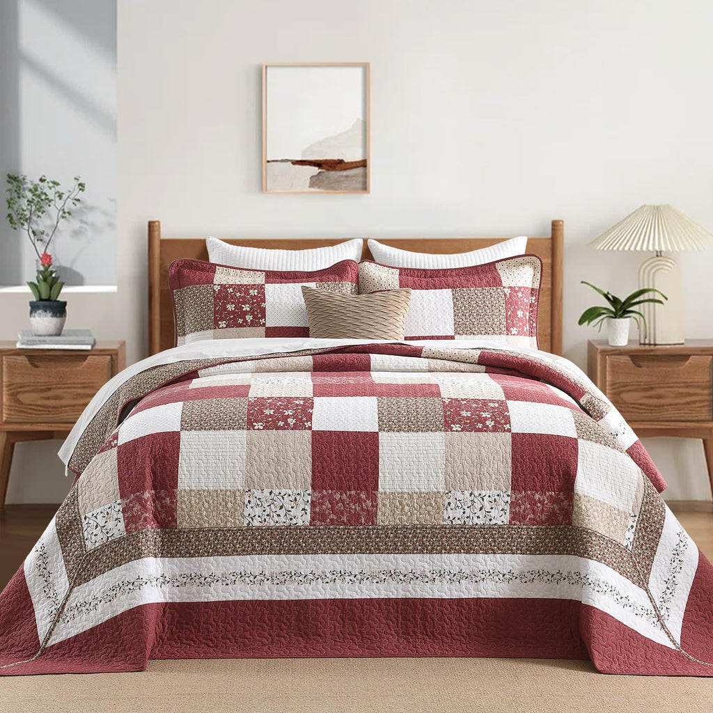 Oversized Queen Bedspread - 102W x120L Extra Wide 100% Cotton Quilt
