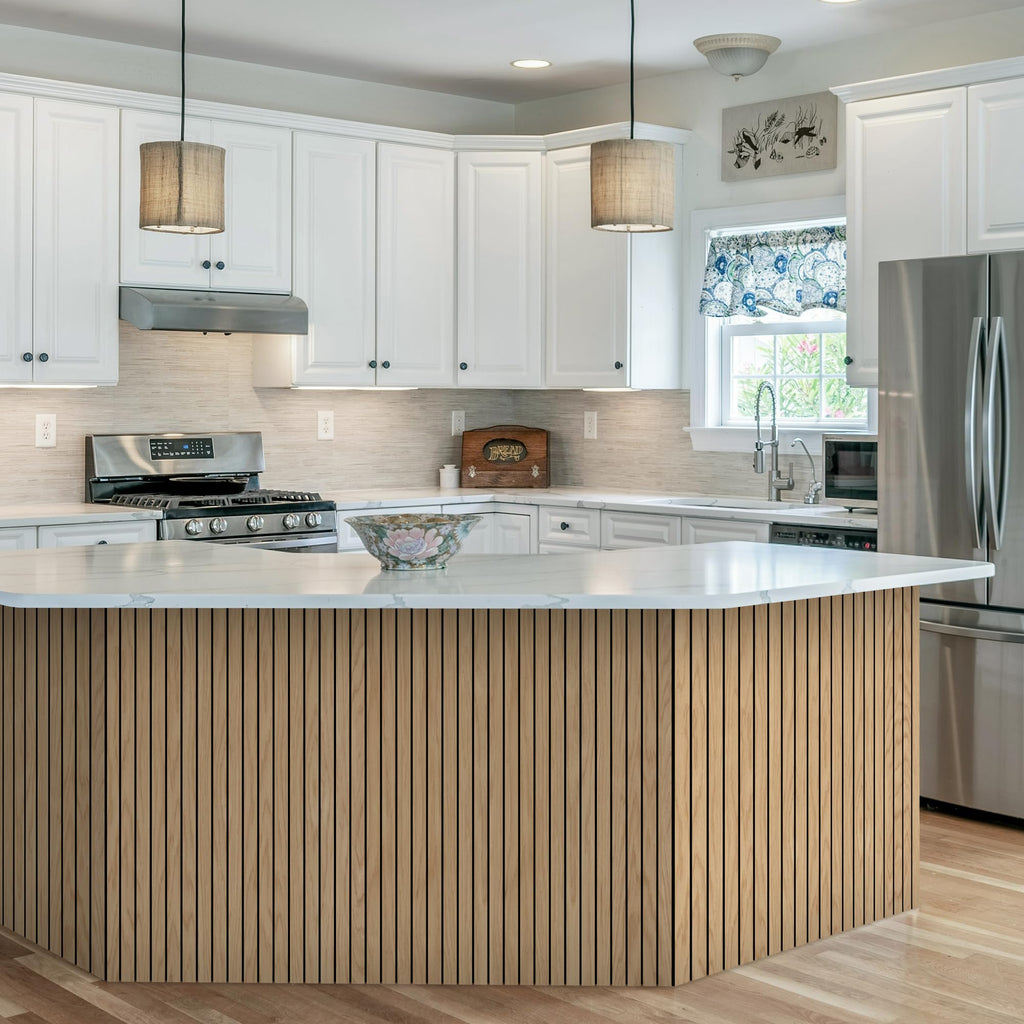 4-Pack Peel & Stick Acoustic Wood Slat Wall Panels