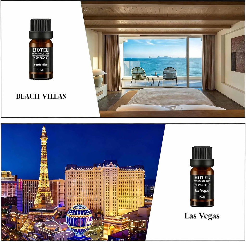 Hotel Collection Diffuser Essential Oil Gift Set,Hotel Scents,Stress Relief Air Freshening,My Way,The Beach Villas - Set of 8