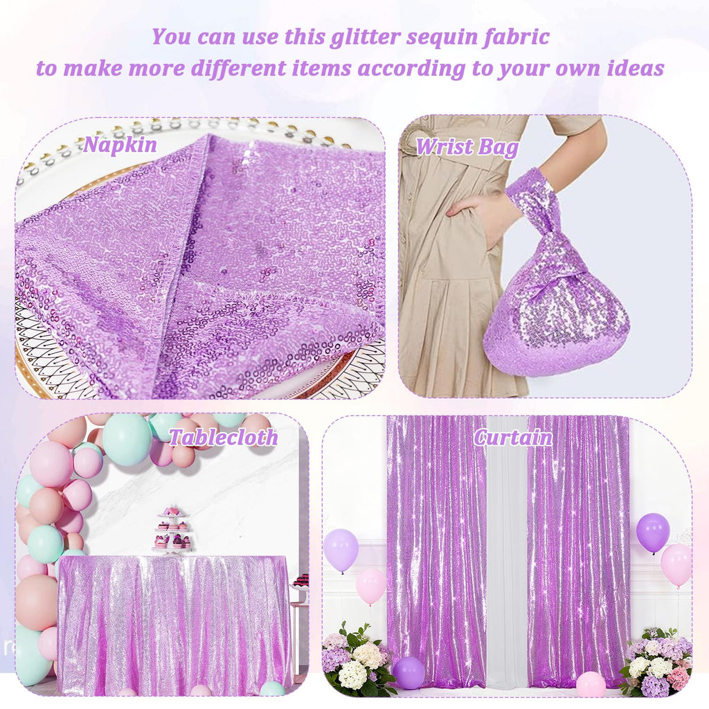 Lavender Sequin Fabric by The Yard, 1 Yard Gold Satin-Backed Thicken Sequin Fabric, 50 Inch Width Glitter Material for