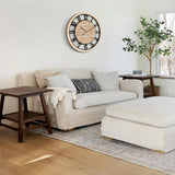 LEIKE 20 Inch Large Wall Clock - Rustic Wooden Silent Non-Ticking Wall Clock with Black Metal Frame