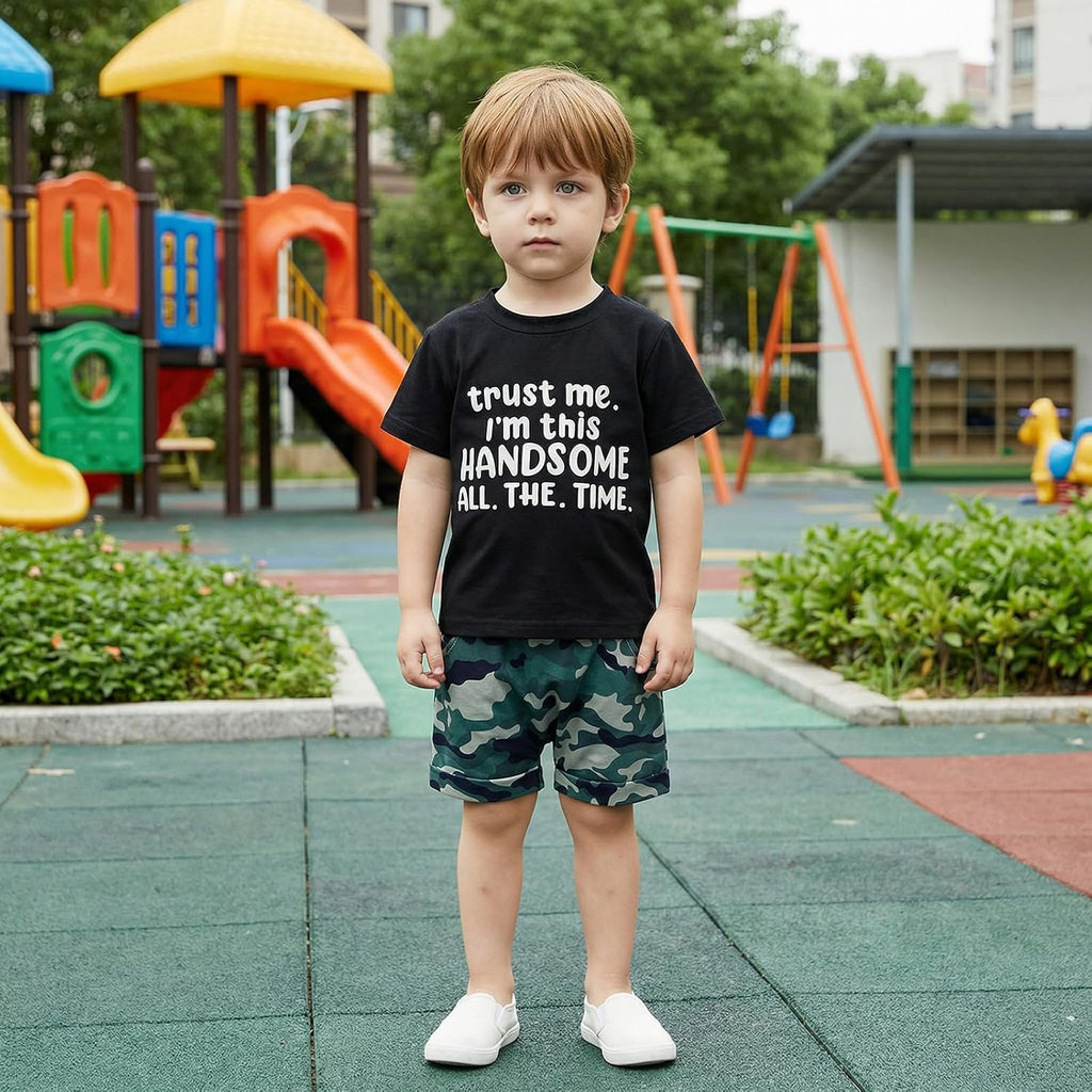 Toddler Baby Boy Summer Clothes Short Sleeve T Shirt Top Casual Shorts Set Cute Infant Boys Shorts Set