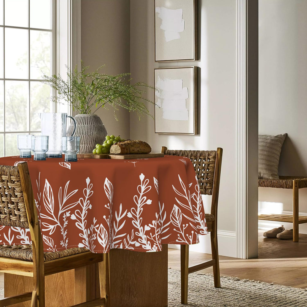 Fall Tablecloth 90 x 90 Inch Round Thanksgiving Wild Flowers
