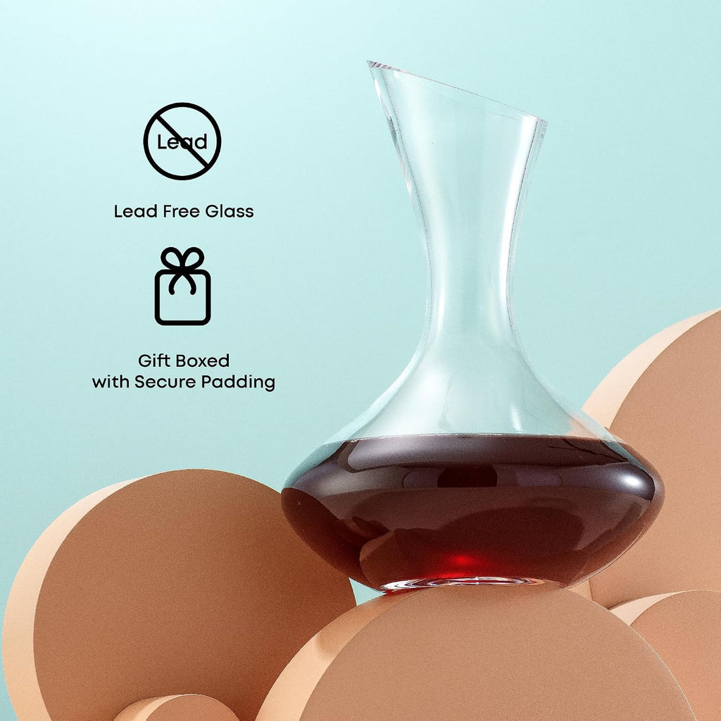 Lancia Hand Blown Crystal Wine Decanter and Aerator Glass Red Wine Carafe 750ML