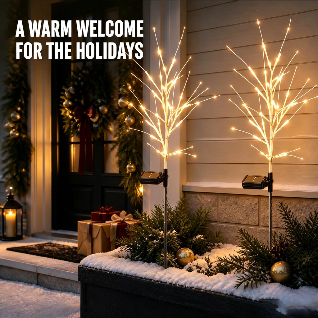 Christmas Decorations Outdoor Solar Christmas Tree Lights with 96 LED, Warm