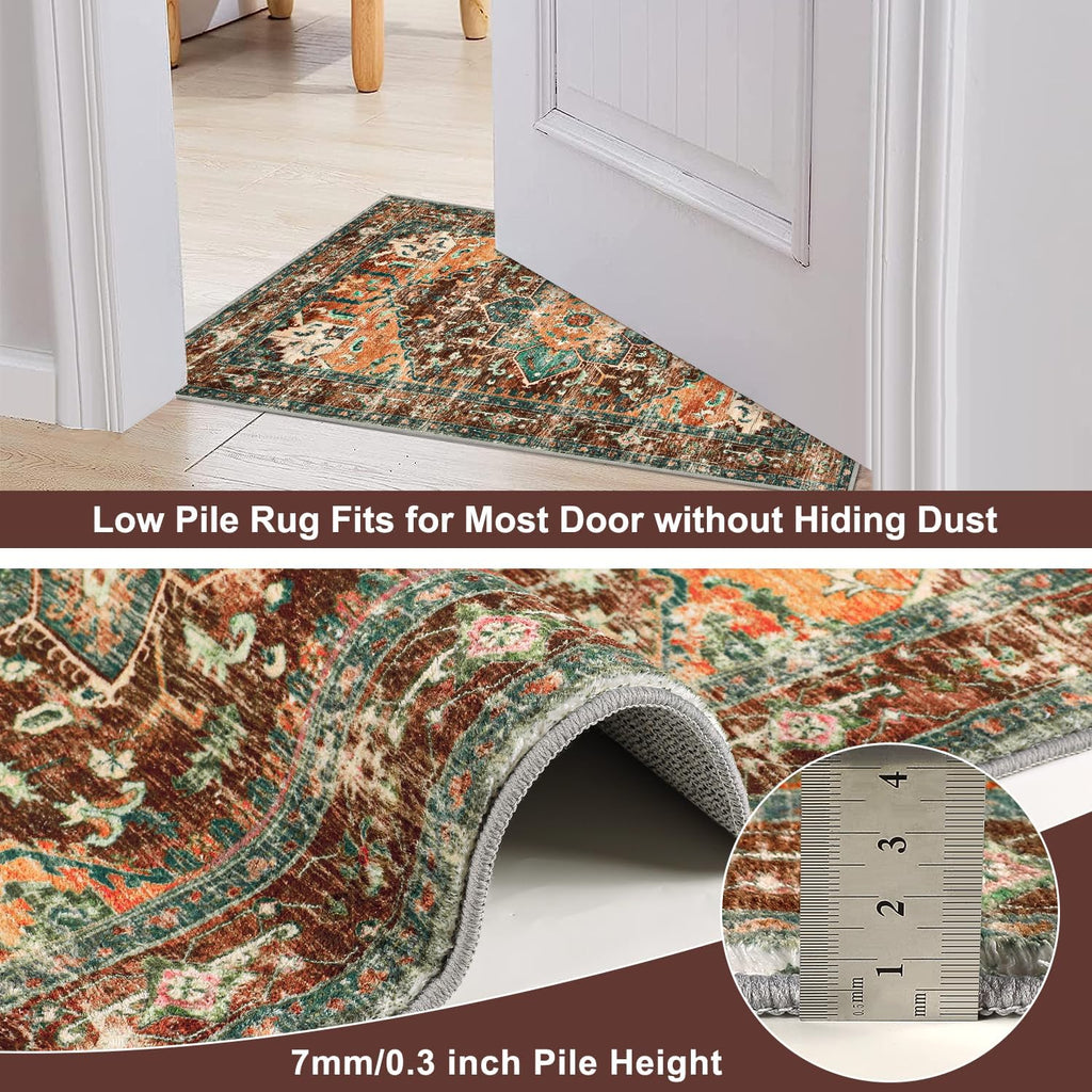 Washable Runner Rug, 2x8 Non-Slip Boho Vintage Hallway Kitchen Rug