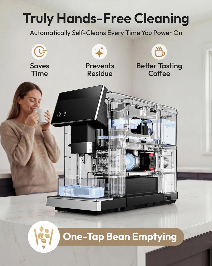 Automatic Espresso Machine with Built-in Grinder and Milk Frother