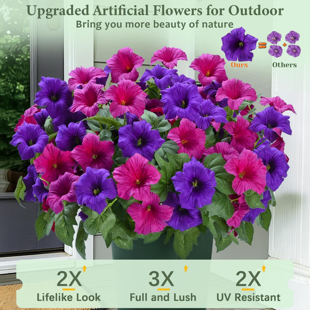 Artificial Flowers for Outdoors, 1 Potted Realistic Fake Outdoor Flowers