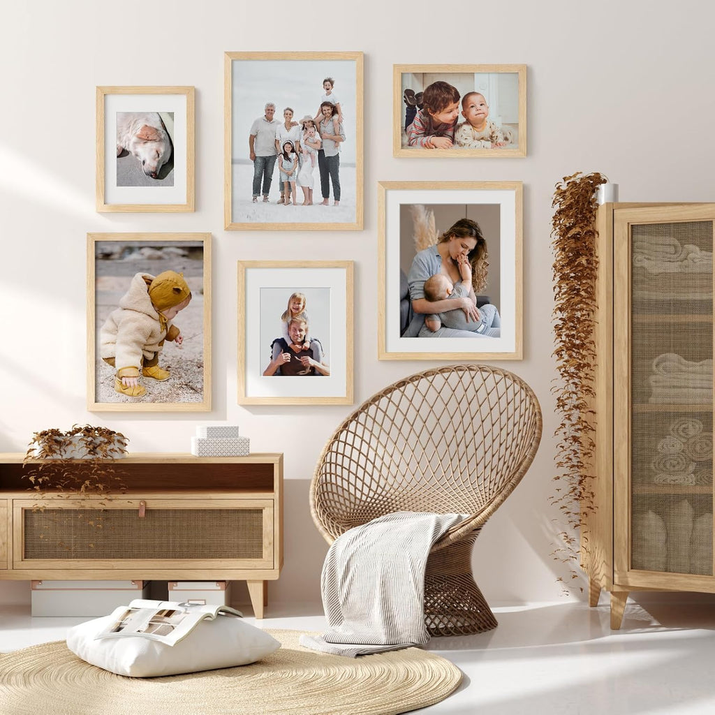 24x36 Oak Frames Set of 3, Wide Molding, Natural Solid Wood 24x36 Poster Frame, Display Large Picture with Plexiglass
