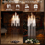 Tessco 4 Set 9 Arm Acrylic Candelabra Candle Holder 42.5'' Clear Candelabra Centerpieces, Candlesticks Holder with