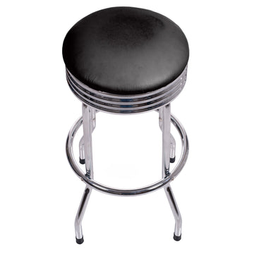 Gameroom Retro Ribbed Swivel Bar Stool, Chrome